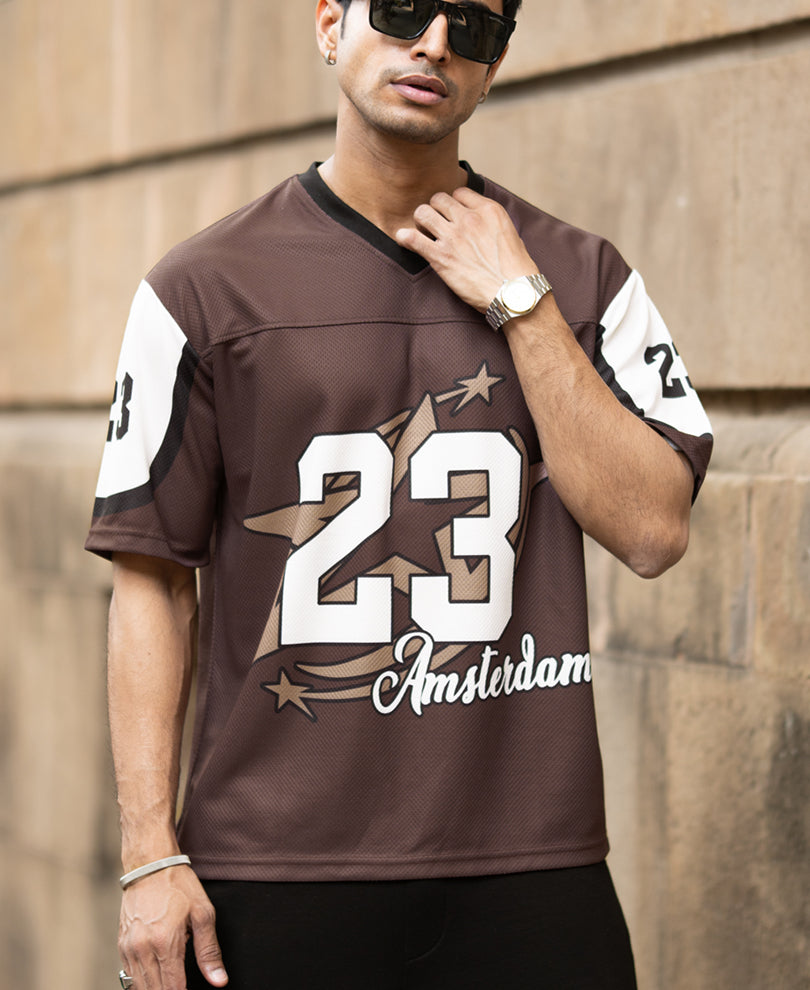 Brown Printed Jersey T-Shirt