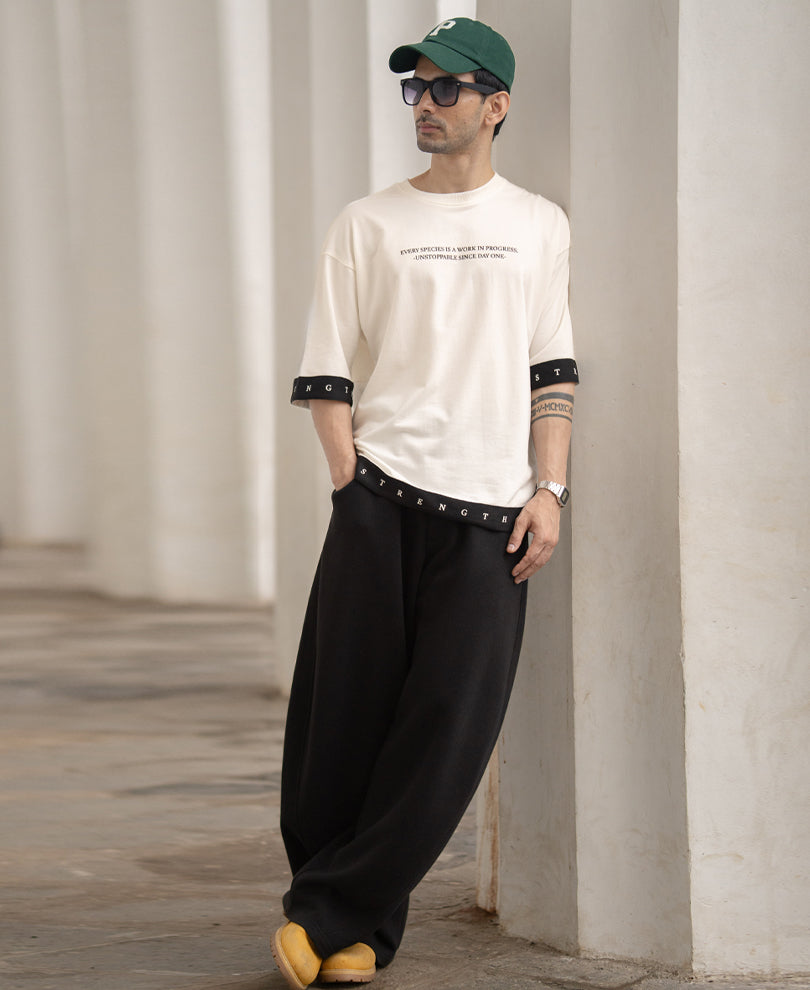 Off White Printed T-Shirt 100% Cotton