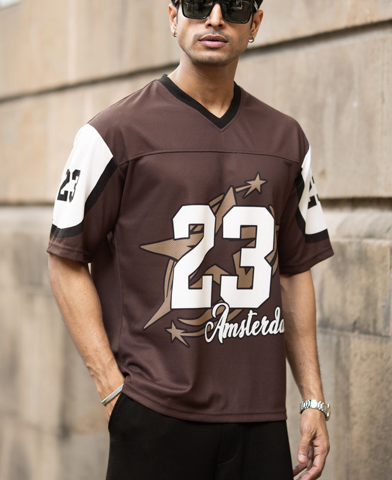 Brown Printed Jersey T-Shirt